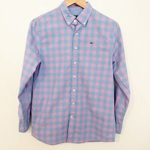 VINEYARD VINES Boys Whale Button Up Shirt Size L